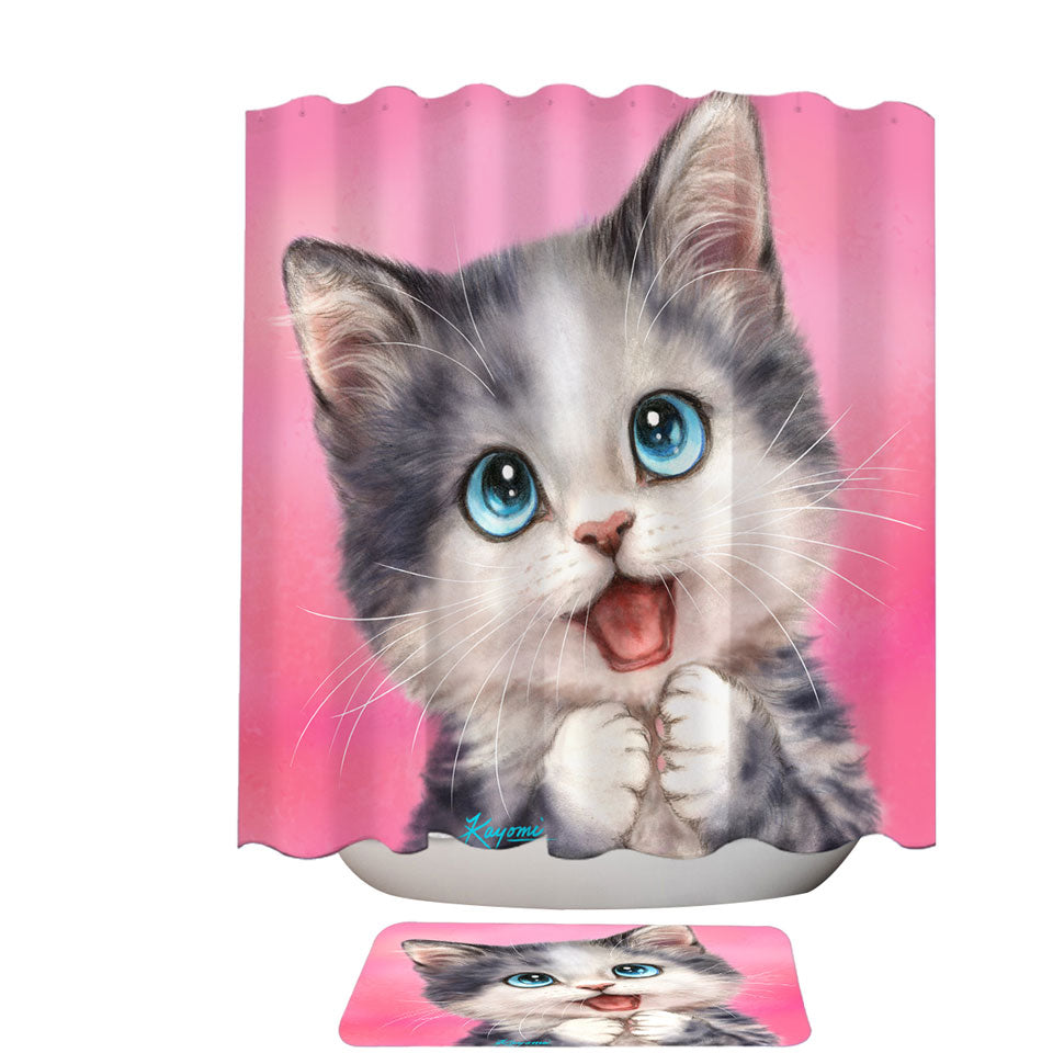 Happy Fabric Shower Curtains Little Kitty Cute Cats Prints