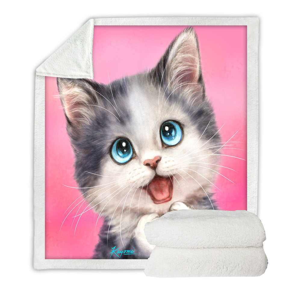 Happy Fleece Blankets Little Kitty Cute Cats Prints