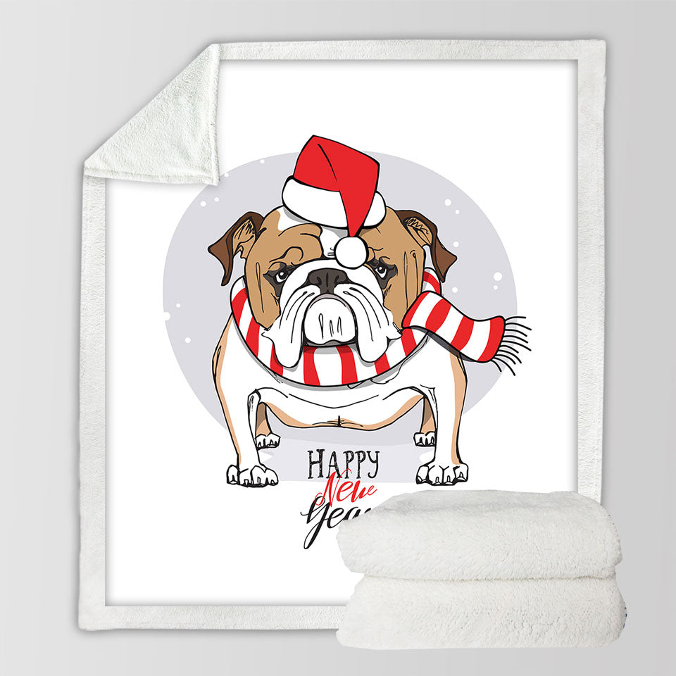 Happy New Year Funny Christmas Throws Tough Bulldog
