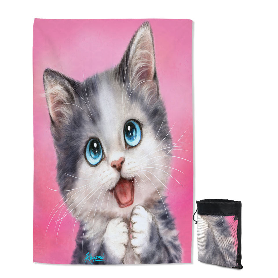 Happy Quick Dry Beach Towel Little Kitty Cute Cats Prints