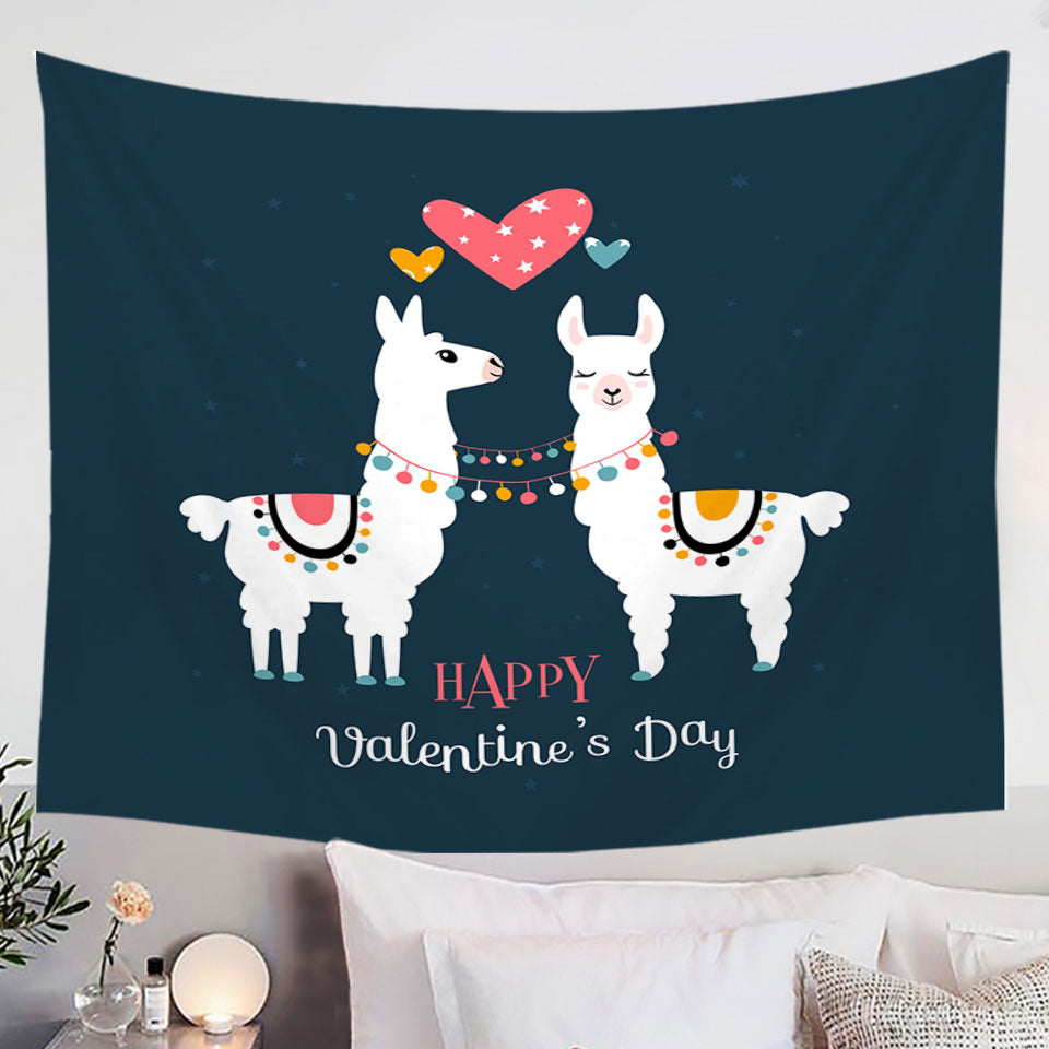 Happy Valentines Day Loving Llamas Home Decor Tapestry