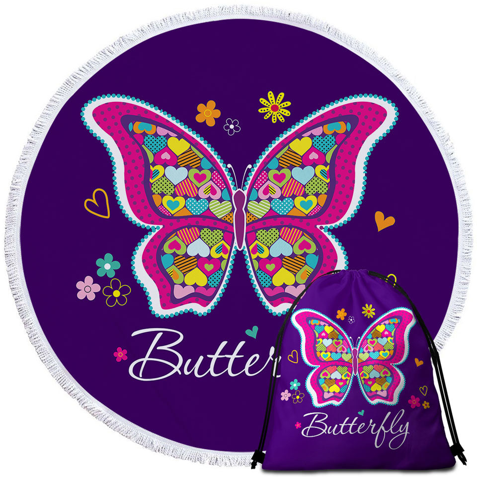 Heart Pattern Butterfly Beach Towels