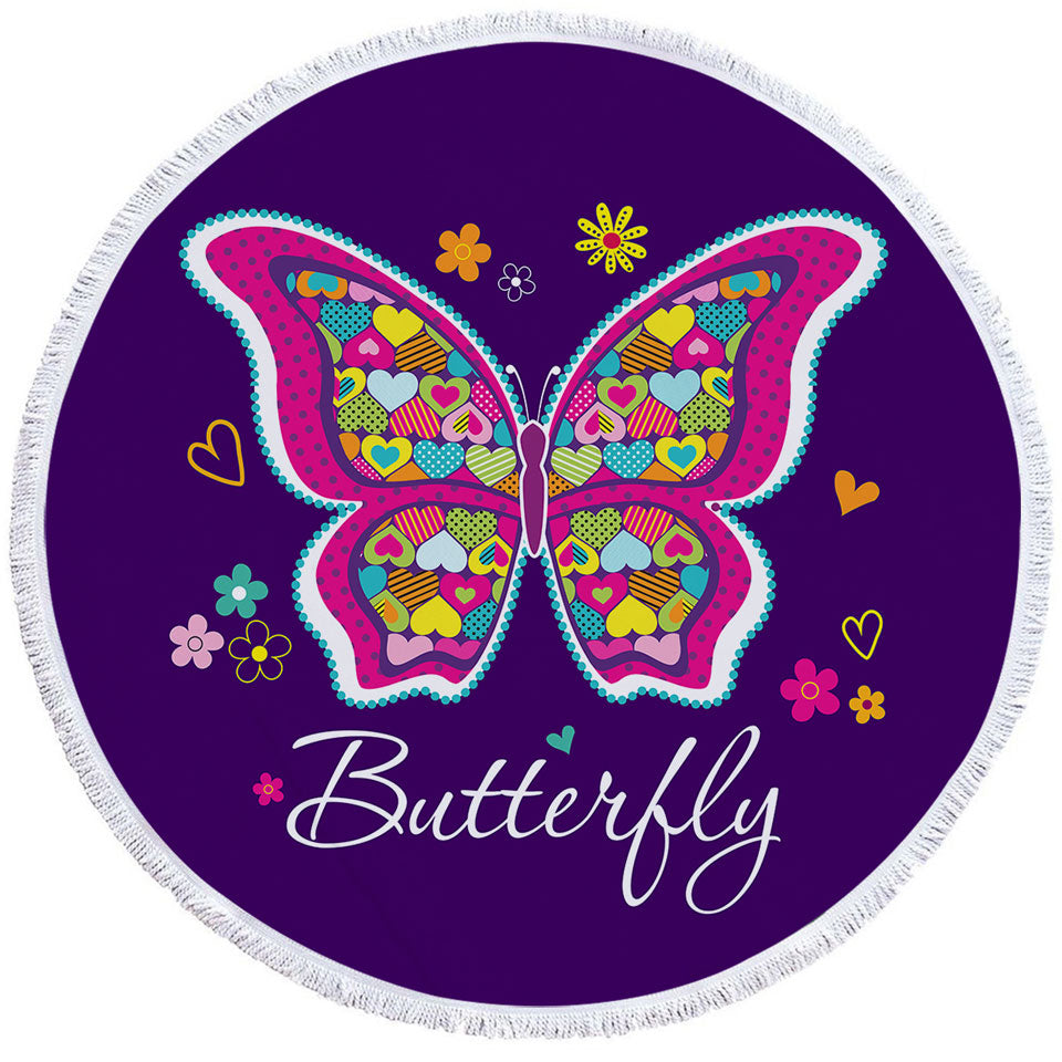Heart Pattern Butterfly Big Beach Towels