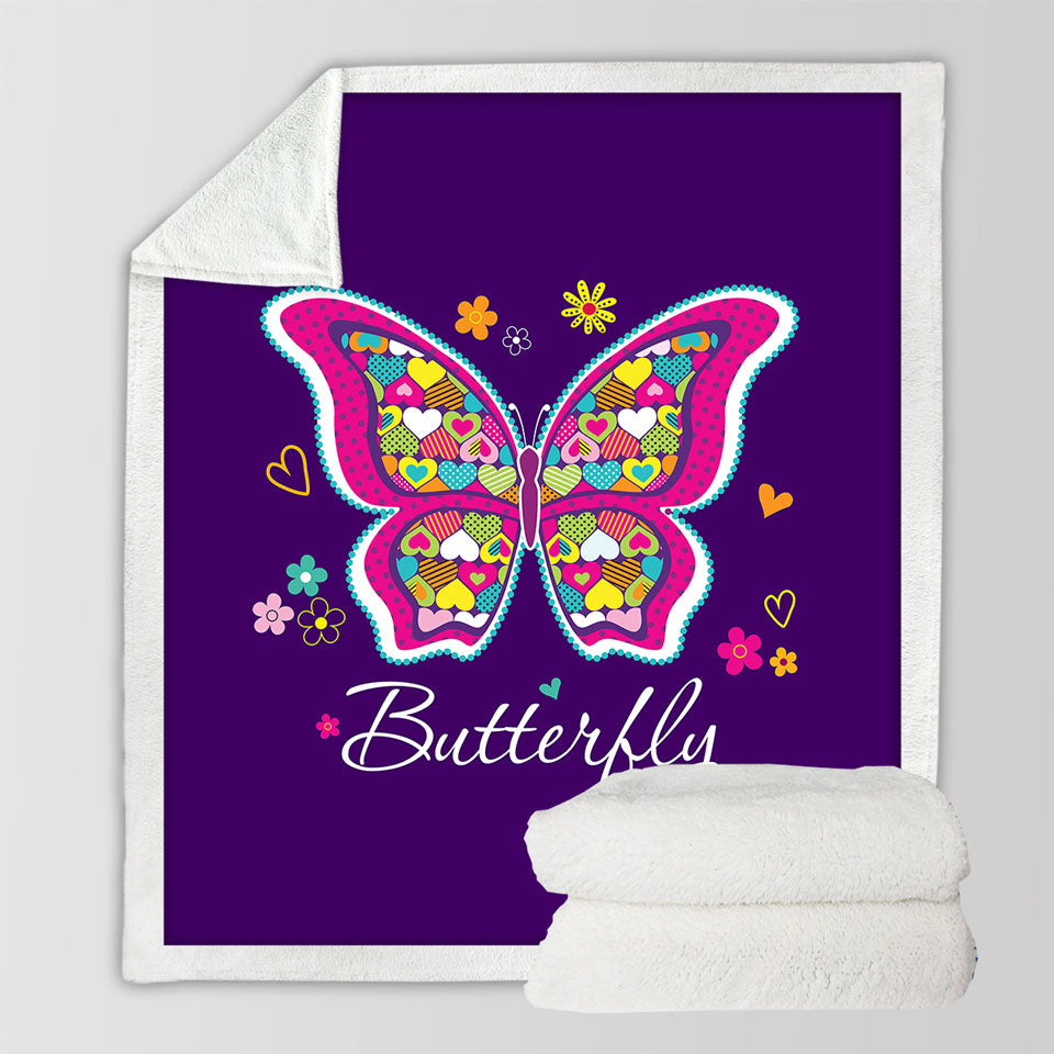 Heart Pattern Butterfly Decorative Throws