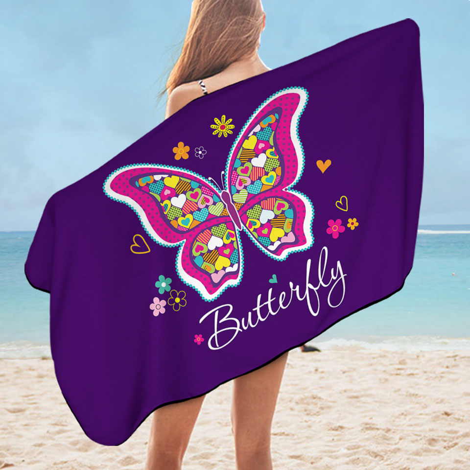 Heart Pattern Butterfly Nice Beach Towels
