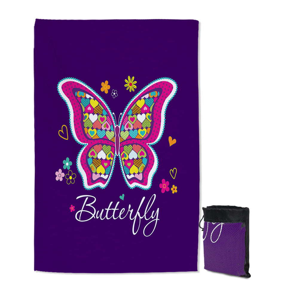 Heart Pattern Butterfly Quick Dry Beach Towel