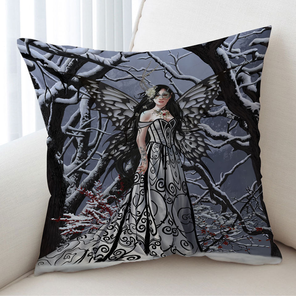 Heart of Ice Winter Forest Fairy Cushion Cover