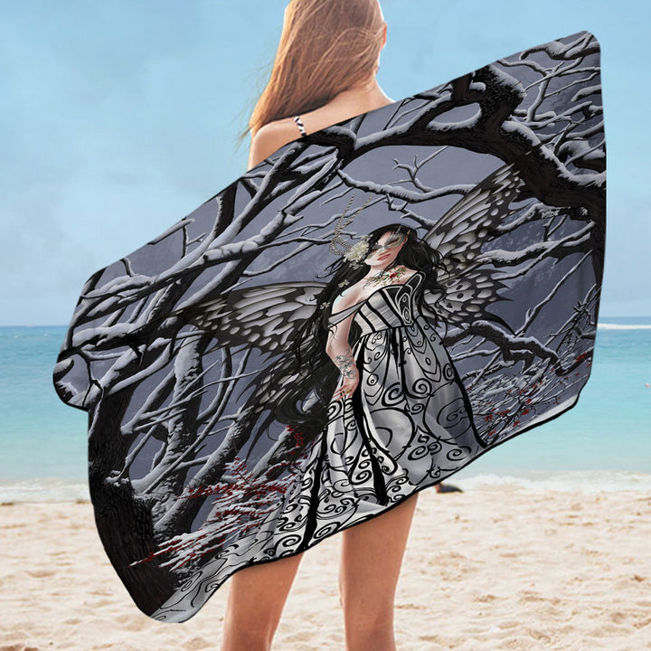 Heart of Ice Winter Forest Fairy Unusual Beach Towels