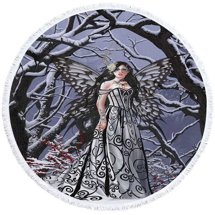 Heart of Ice Winter Forest Fairy Womens Beach Towel