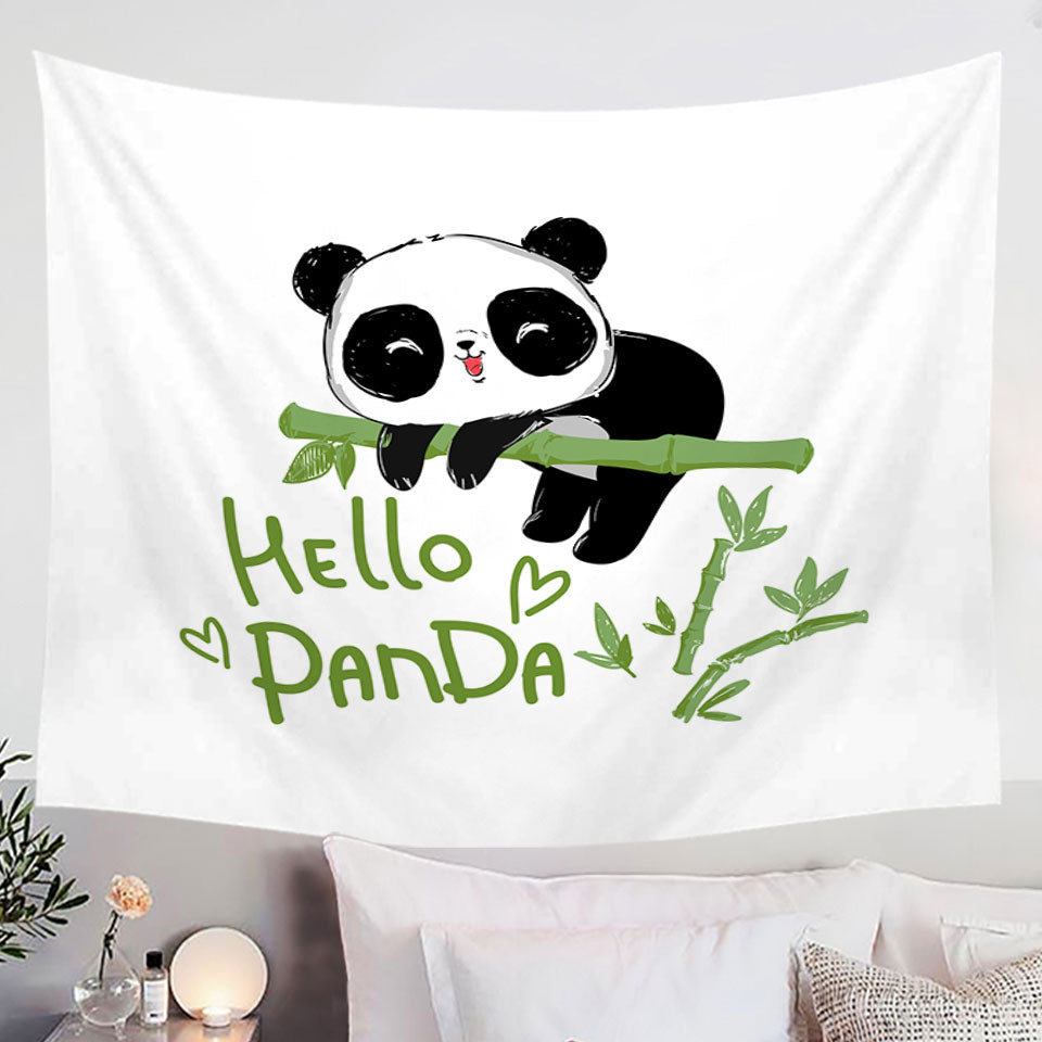 Hello Kids form an Adorable Little Panda Wall Decor Tapestry for Children