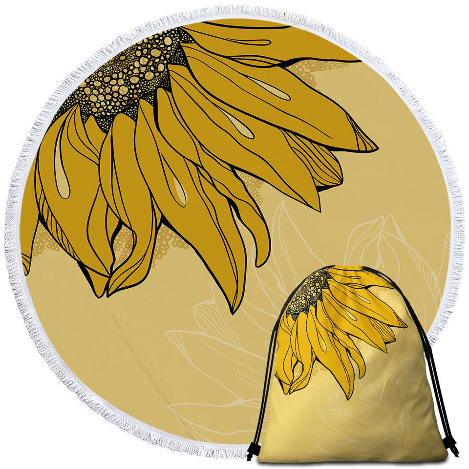 Hidden Sunflower Round Towel