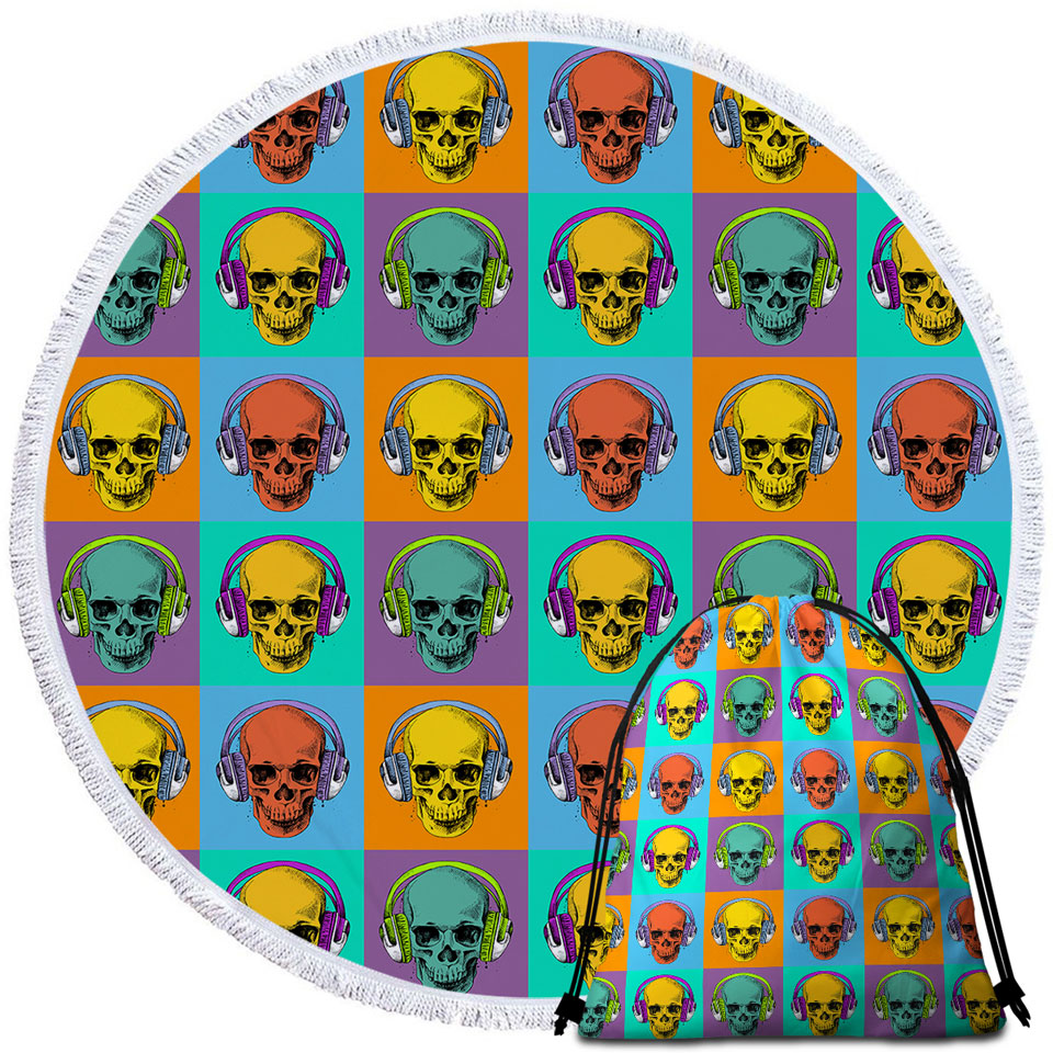 Hipster Skulls Beach Towels for Boys