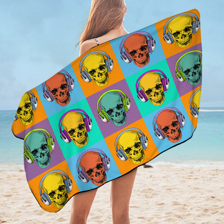 Hipster Skulls Cool Beach Towels