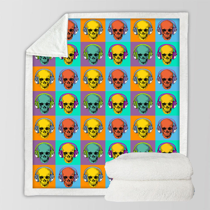 Hipster Skulls Cool Fleece Blankets