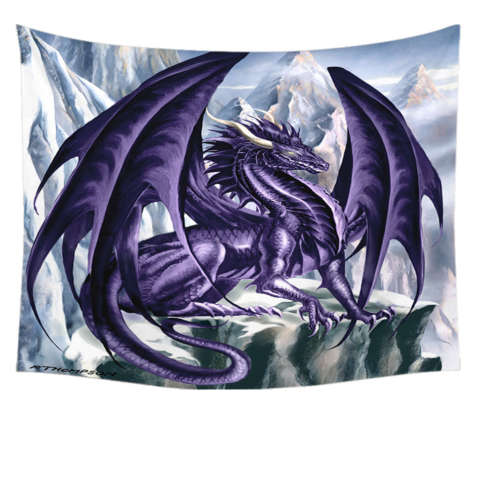 Hoarfrost Purple Dragon Drawing Tapestry Wall Decor Art