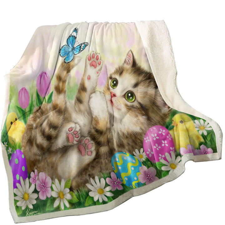 Holiday Throws Kitten and Chicks in the Easter Garden