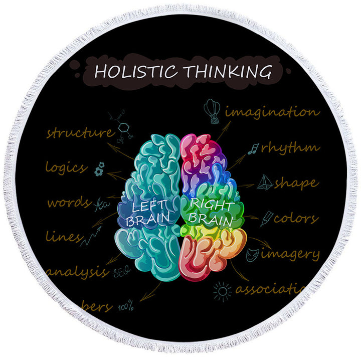 Holistic Thinking Colorful Brain Beach Towels