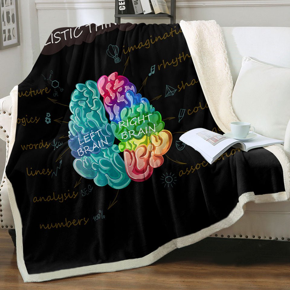 Holistic Thinking Colorful Brain Sherpa Blanket