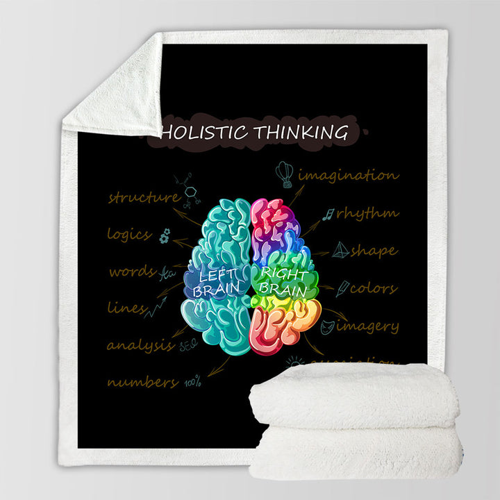 Holistic Thinking Colorful Brain Throw Blanket