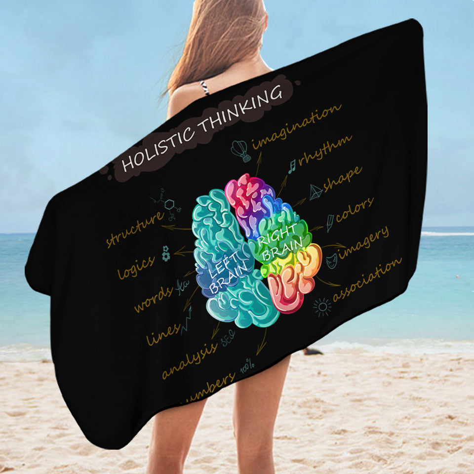 Holistic Thinking Colorful Brain Unusual Beach Towels