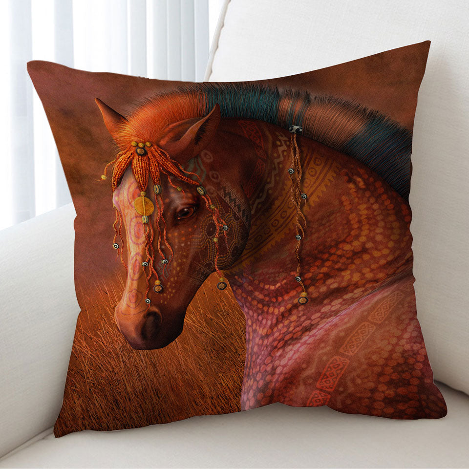 Horse Art African Masai War Pony Cushion