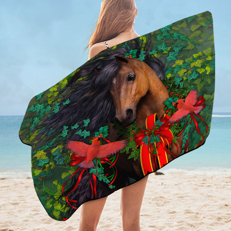 Horse Art Morgans Christmas Beach Towel