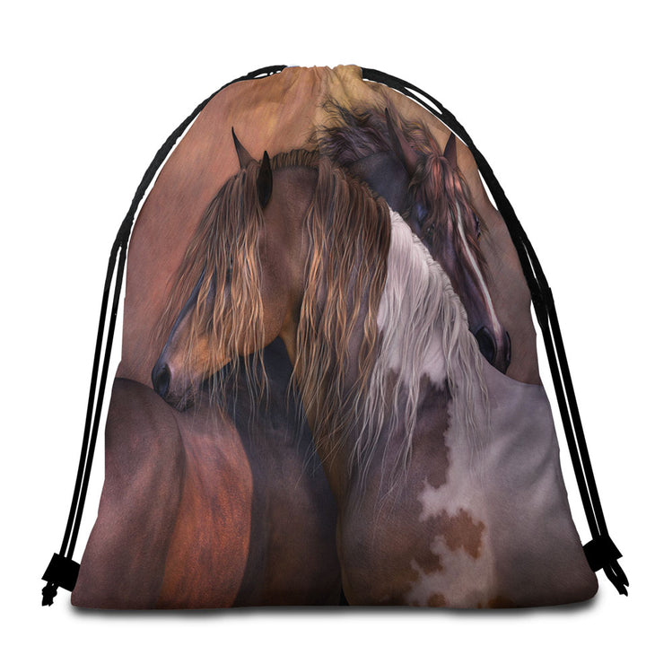 Horse Beach Bags and Towels Art One Spirit Bound Horses