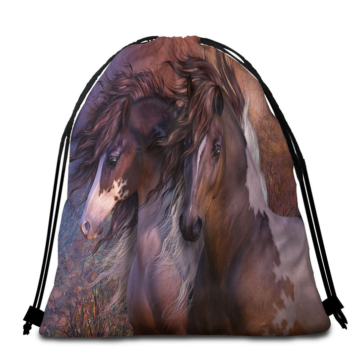 Horse Beach Bags and Towels Art the Bachelors Two Attractive Horses