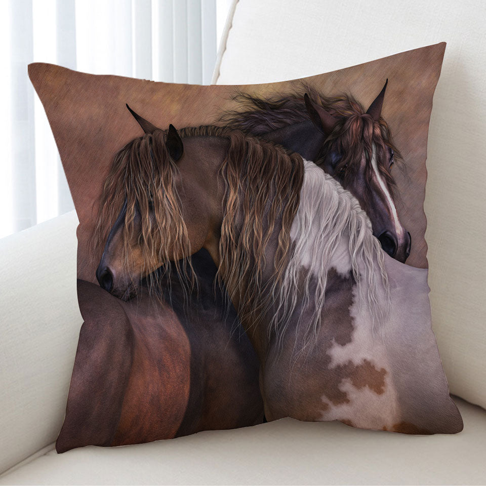 Horse Cushion Art One Spirit Bound Horses