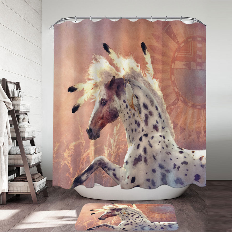 Horse Fabric Shower Curtains Native American Horses Art the Prairie Wind