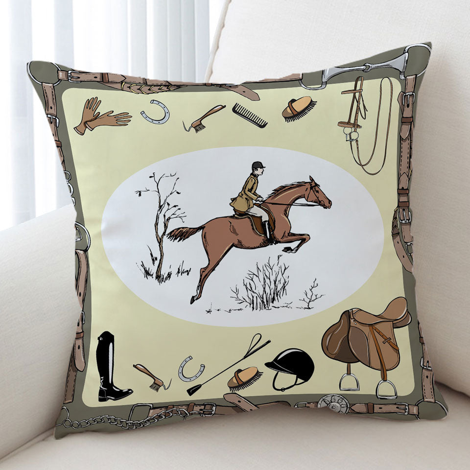 Horse Riding Throw Pillow
