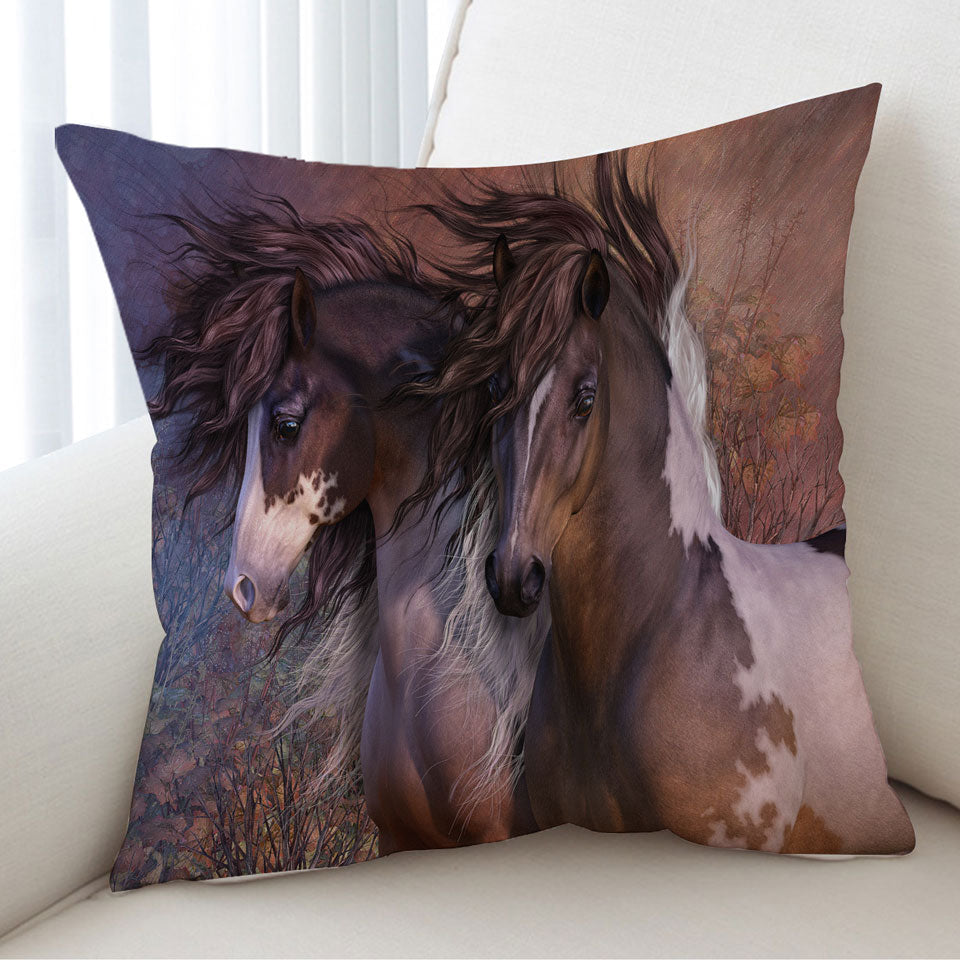 Horse Sofa Pillows Art the Bachelors Two Attractive Horses