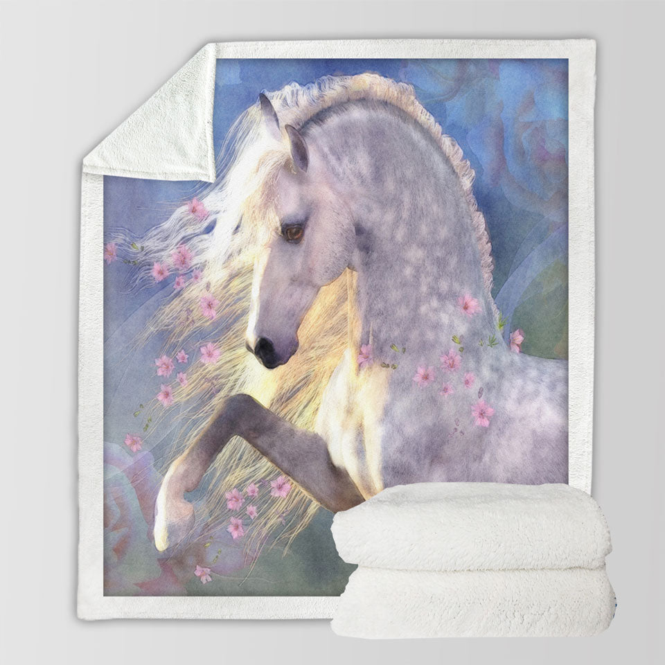 products/Horse-Throw-Blankets-Art-Beautiful-Pink-Flowery-White-Horse