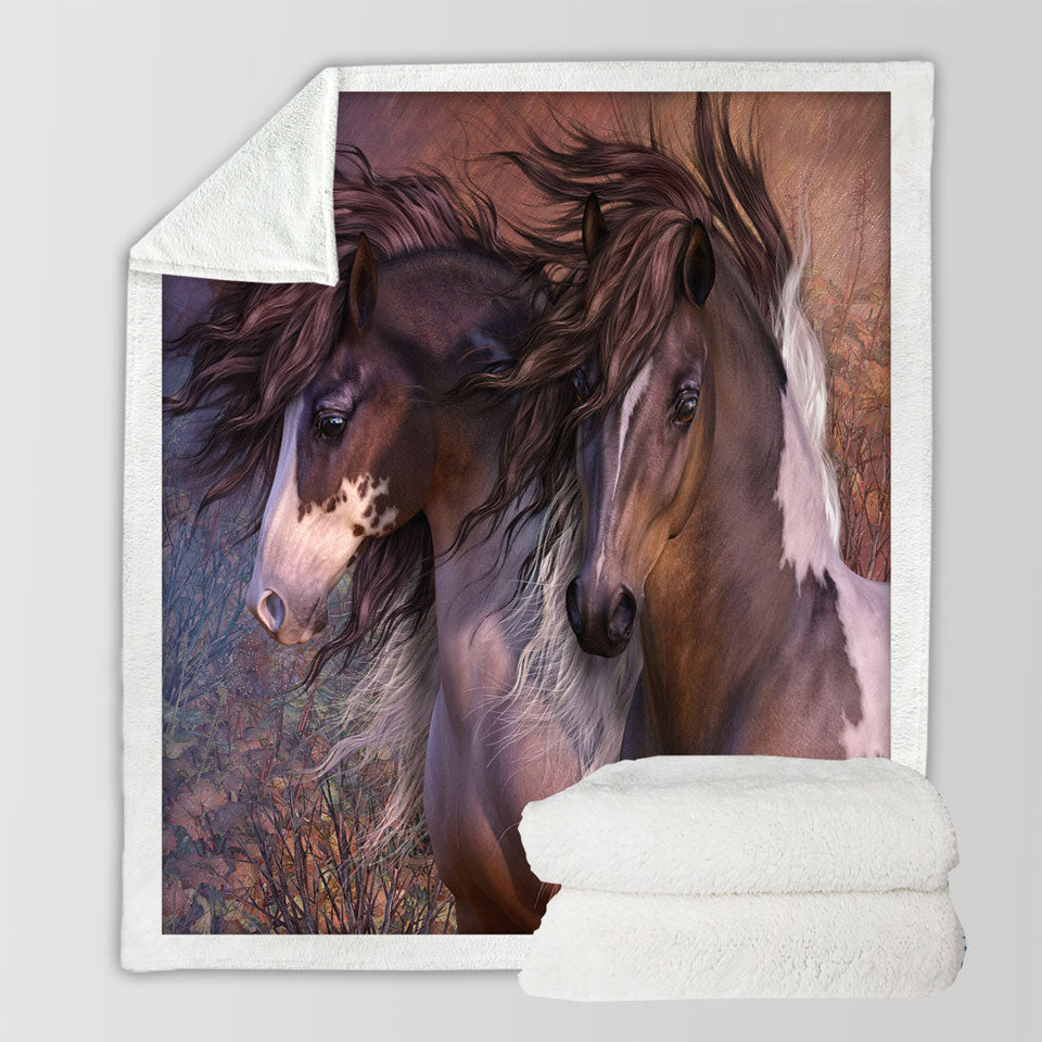 products/Horse-Throws-Art-the-Bachelors-Two-Attractive-Horses