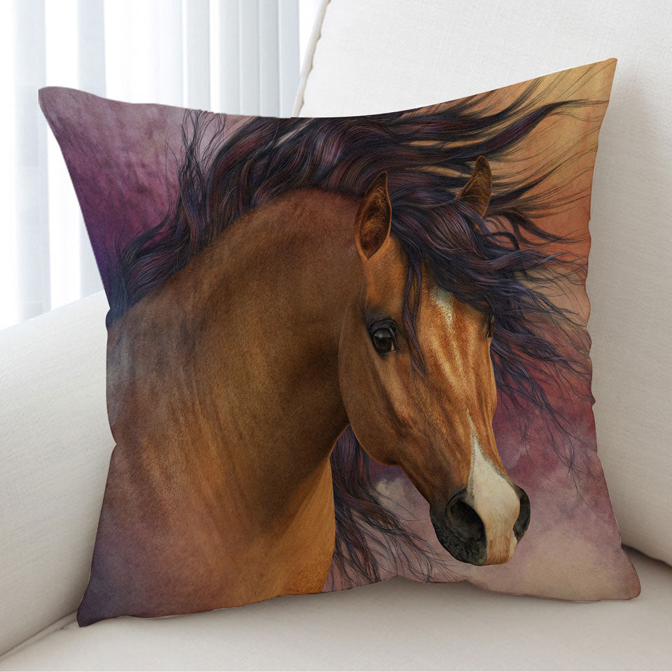 Horses Art Attractive Brown Young Horse Cushion Covers