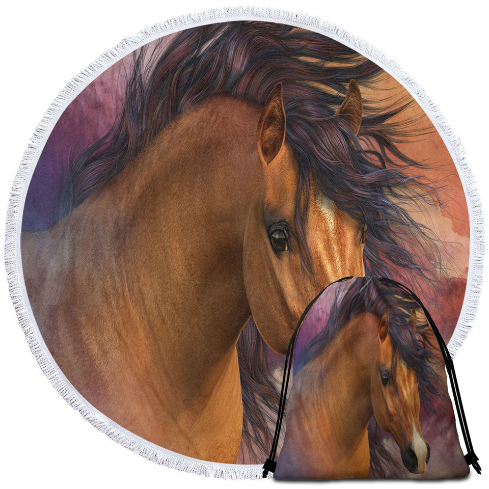 Horses Art Attractive Brown Young Horse Microfiber Towels For Travel