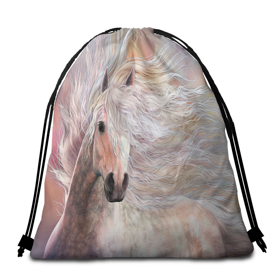 Horses Art Beach Towel Bags Cielo the Long Haired White Horse