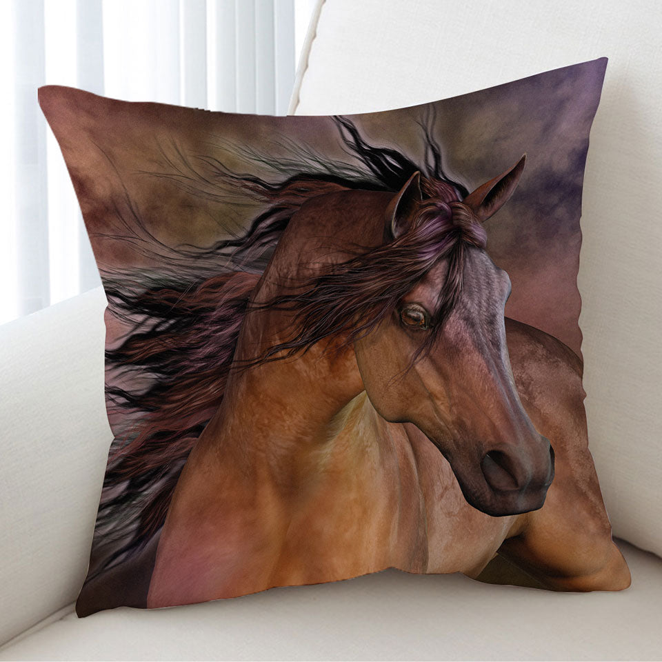 Horses Art Beautiful Brown Horse Cushion