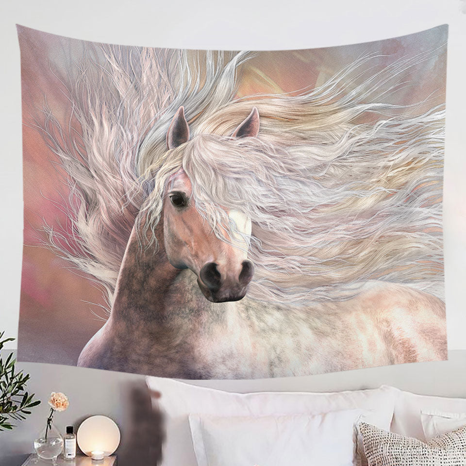 Horses-Art-Decor-Tapestry-Cielo-the-Long-Haired-White-Horse