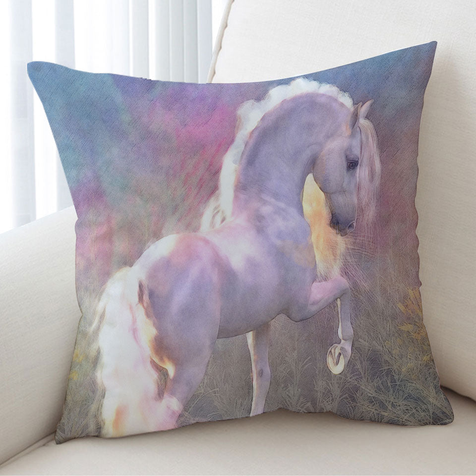 Horses Art Glow White Horse Decorative Pillows