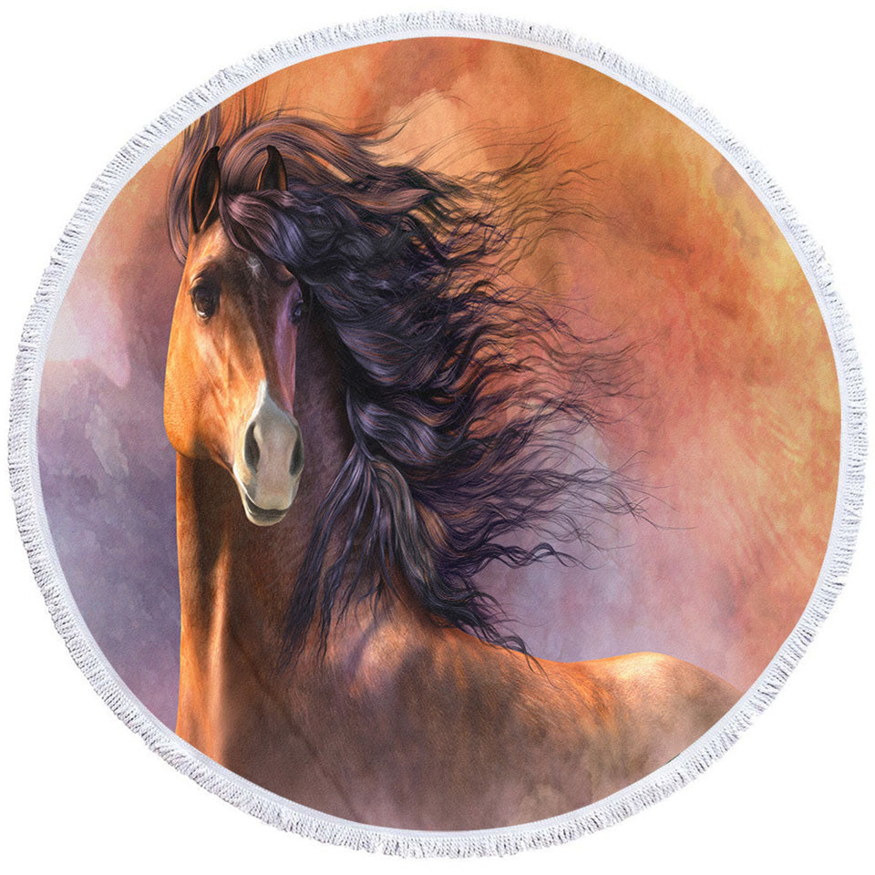 Horses Art Handsome Brown Horse Womens Beach Towel