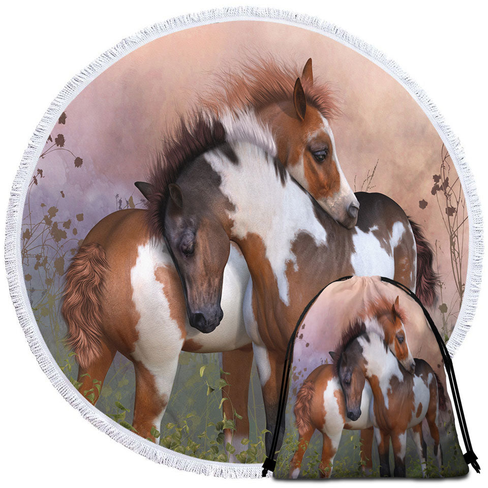 Horses Art Lovely Horses Beach Towels and Bags Set