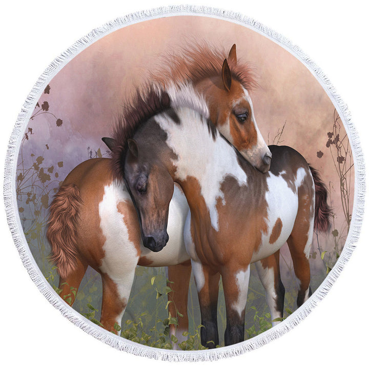 Horses Art Lovely Horses Circle Beach Towel