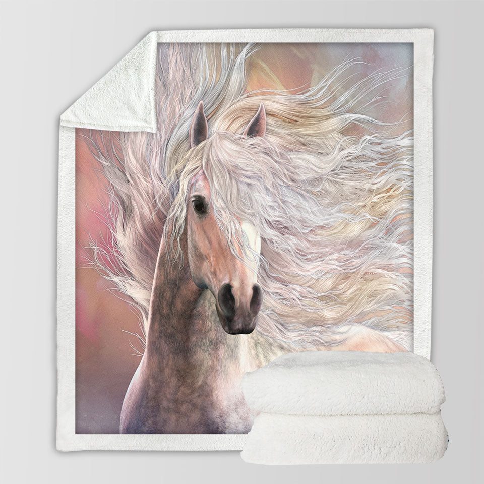 products/Horses-Art-Sofa-Blankets-Cielo-the-Long-Haired-White-Horse