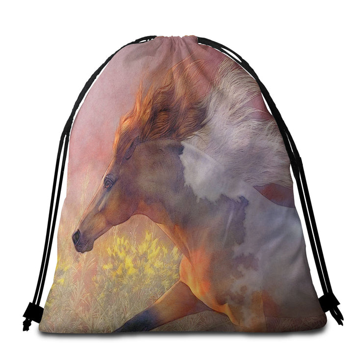 Horses Art Twilight Run Wild Horse Beach Towel Bags
