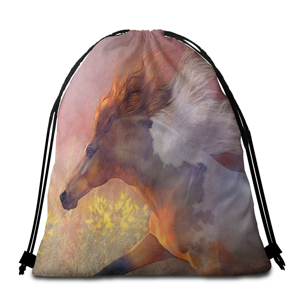 Inexpensive Beach Bags for Towels with Cool Cute and Funny Space Cowboy Cat Riding Dinosaur Unicorn