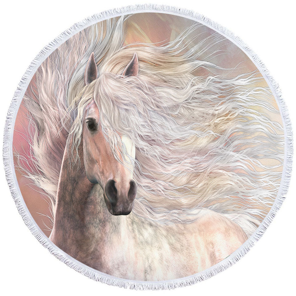 Horses Art Womens Beach Towel Cielo the Long Haired White Horse