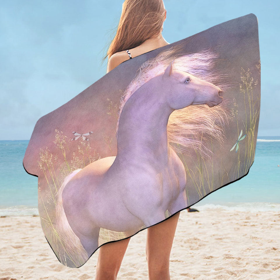 Horses Microfibre Beach Towels Art Wild Horse Summer Breeze