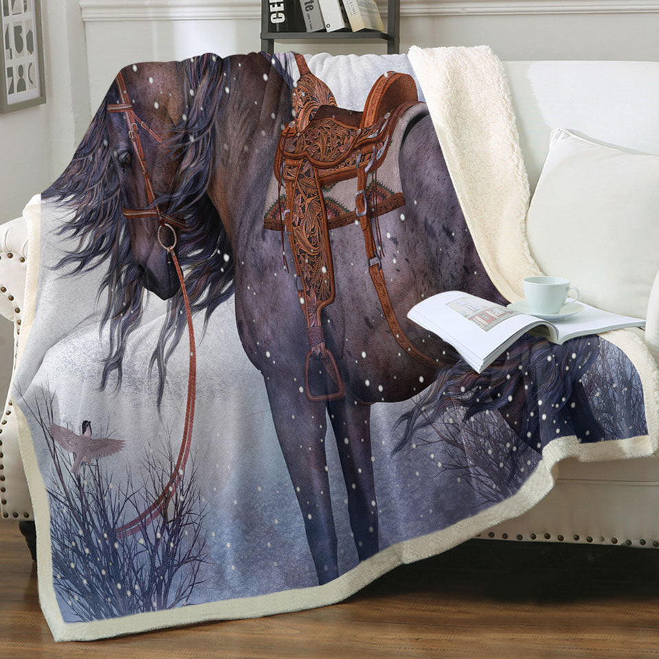 products/Horses-Throw-Blanket-Art-Honorable-Brown-Horse-in-Winter-Snow