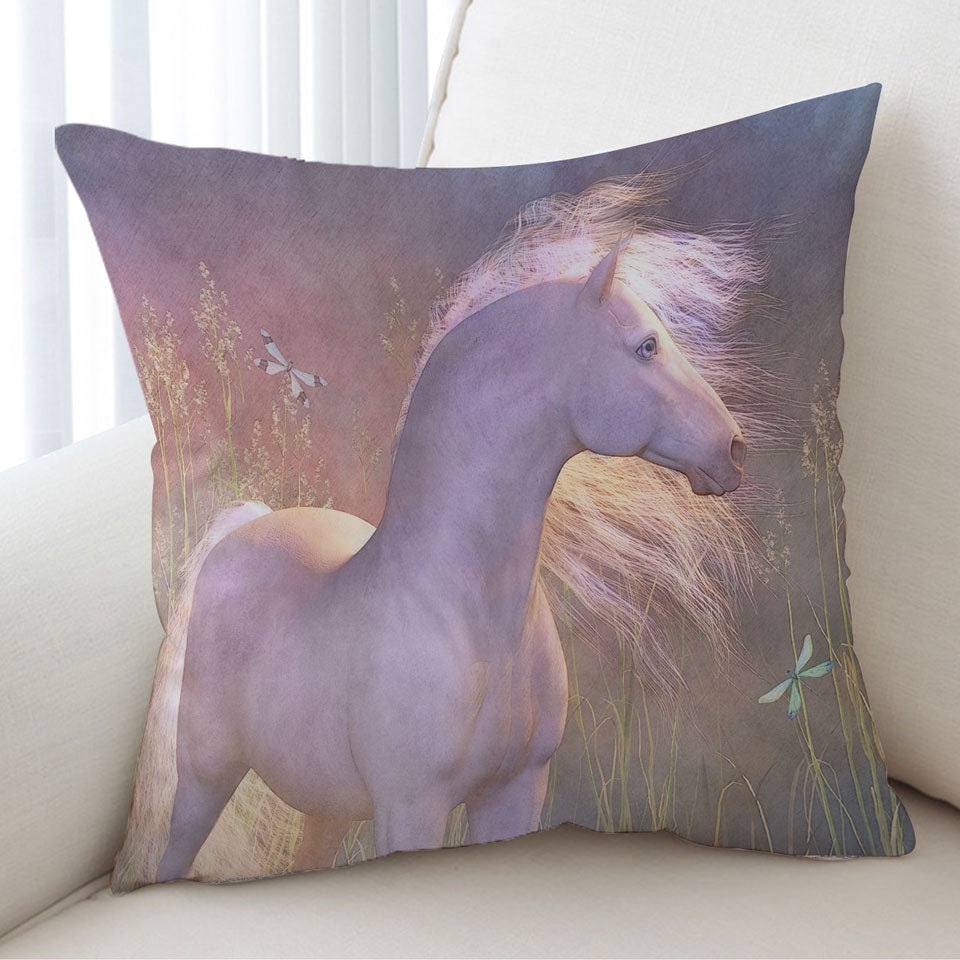 Horses Throw Pillows Art Wild Horse Summer Breeze
